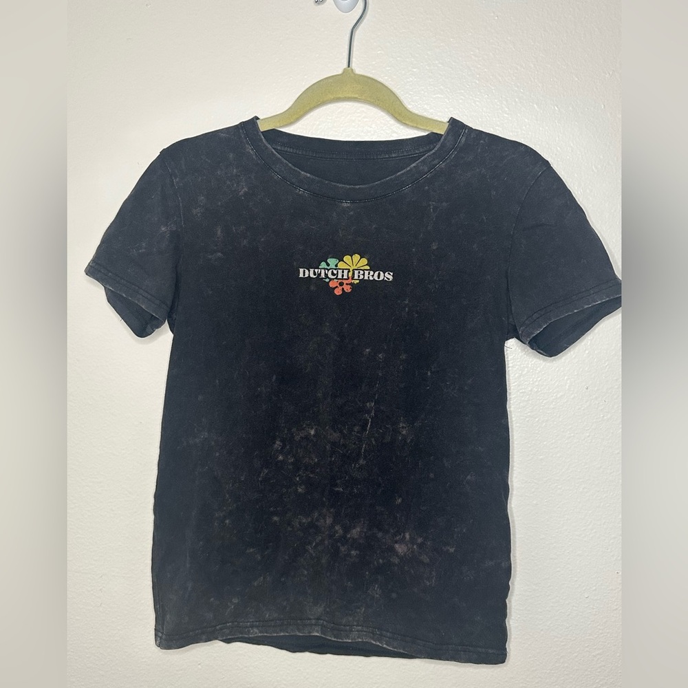 Dutch Bros Coffee Distressed Black Flower T-Shirt